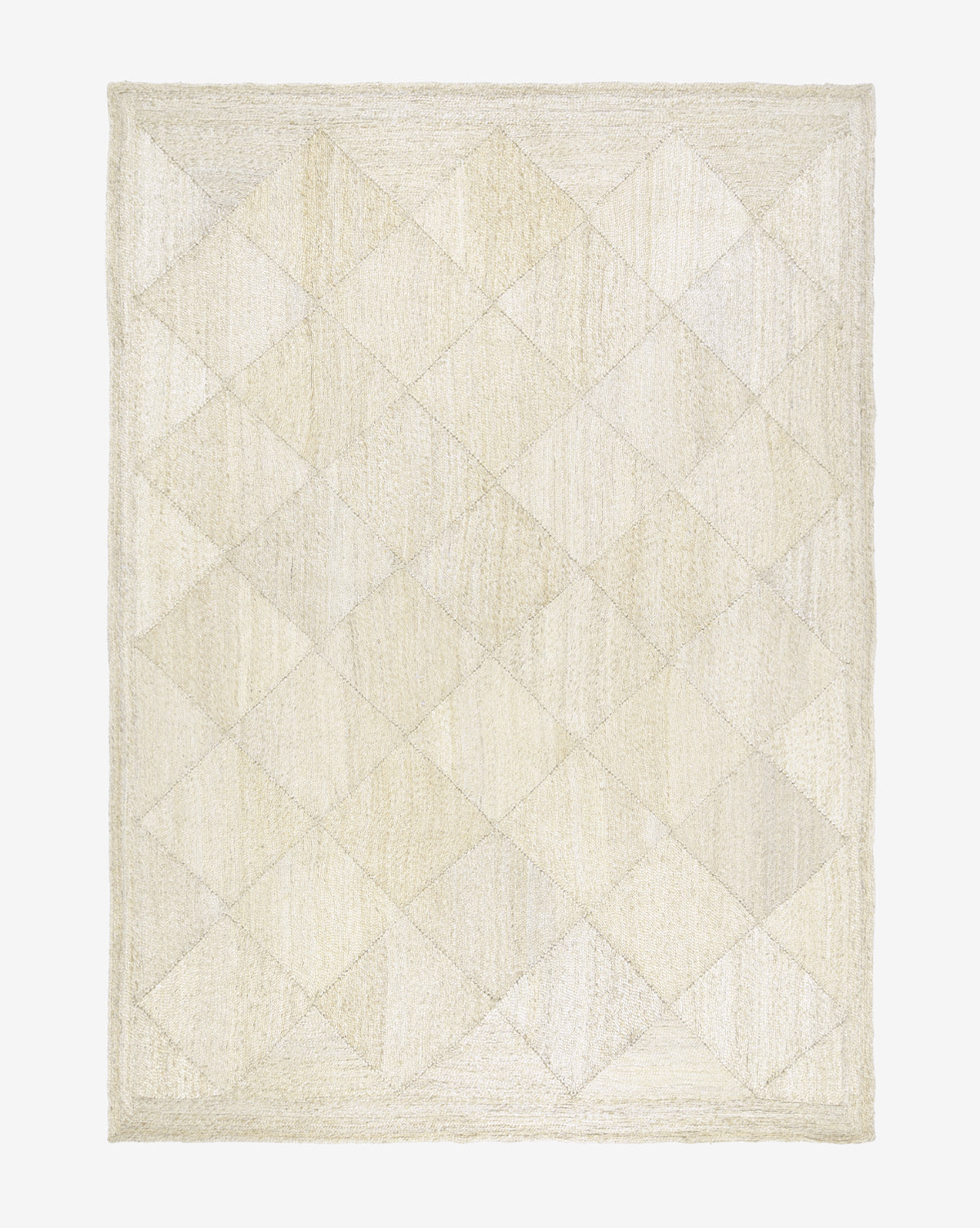 Tapis en jute blanchi tressé en losanges