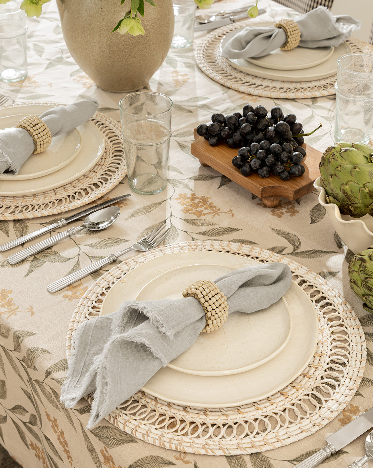 Set de table rond en rotin