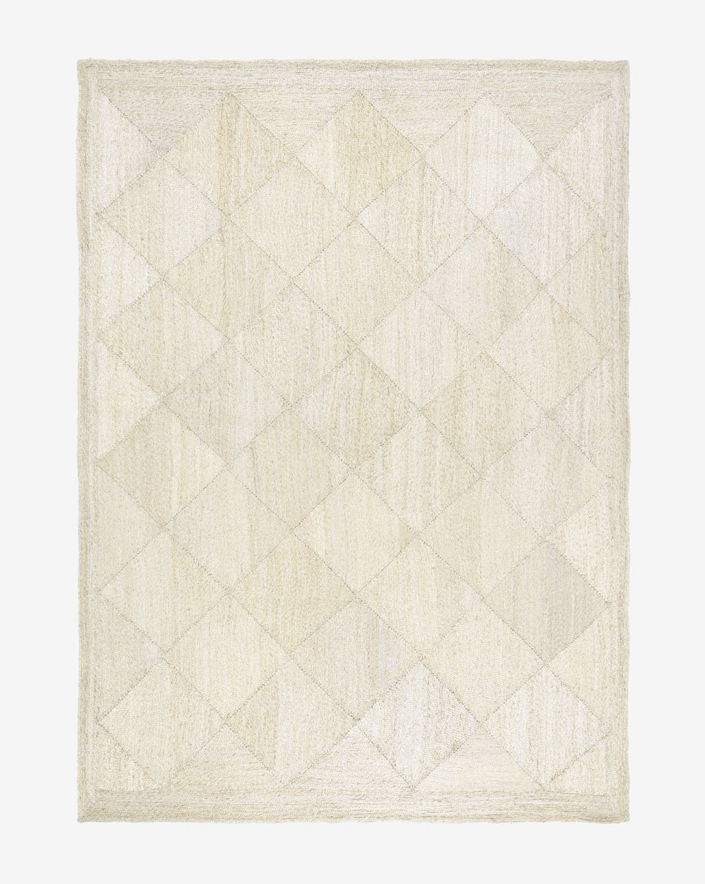 Tapis en jute blanchi tressé en losanges