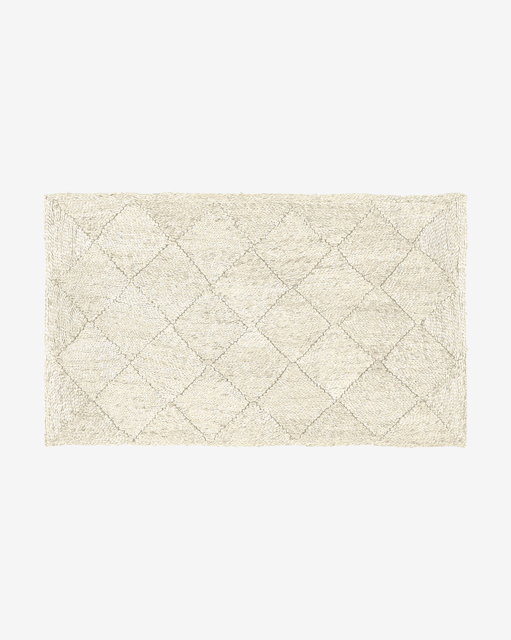 Tapis en jute blanchi tressé en losanges