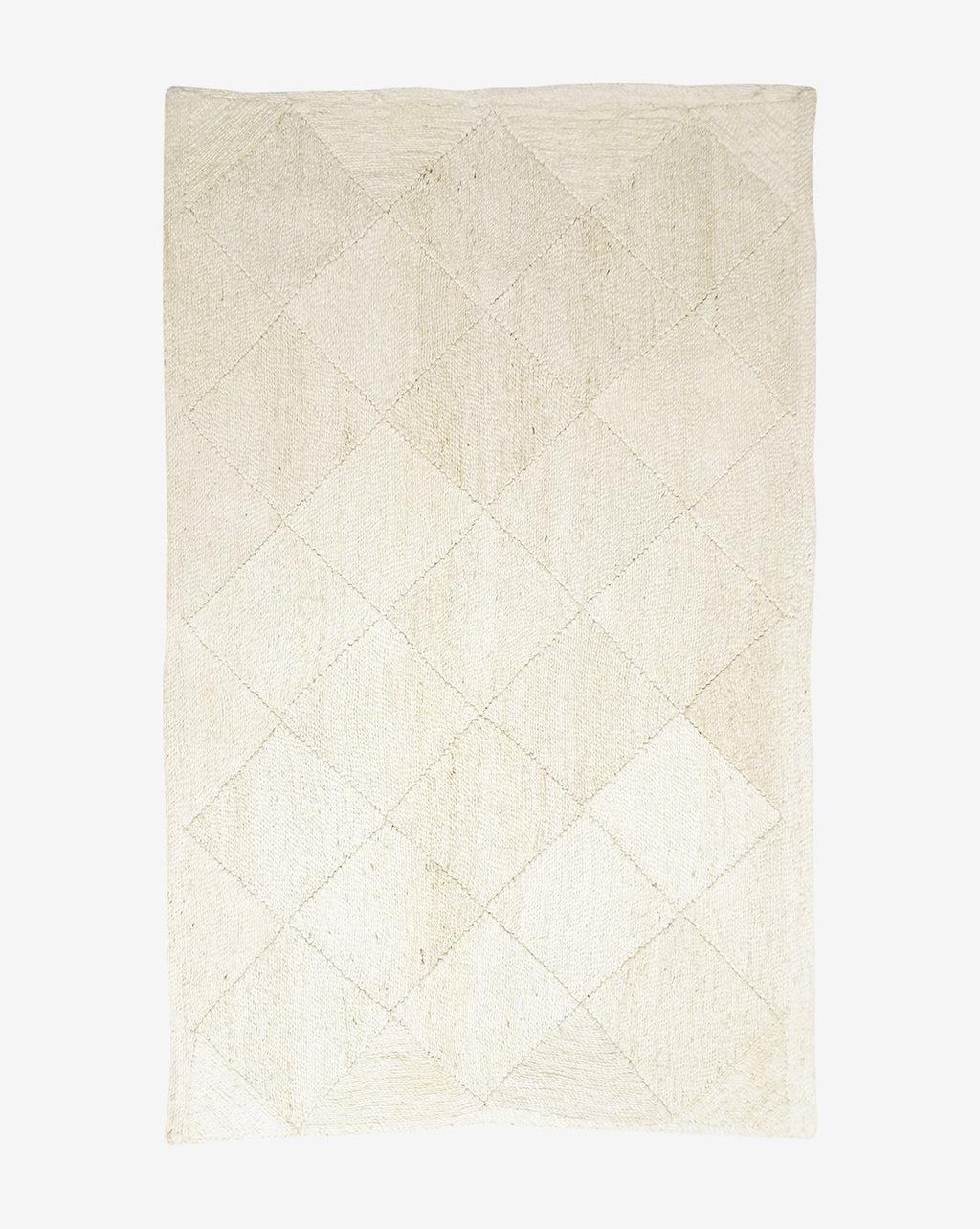 Tapis en jute blanchi tressé en losanges