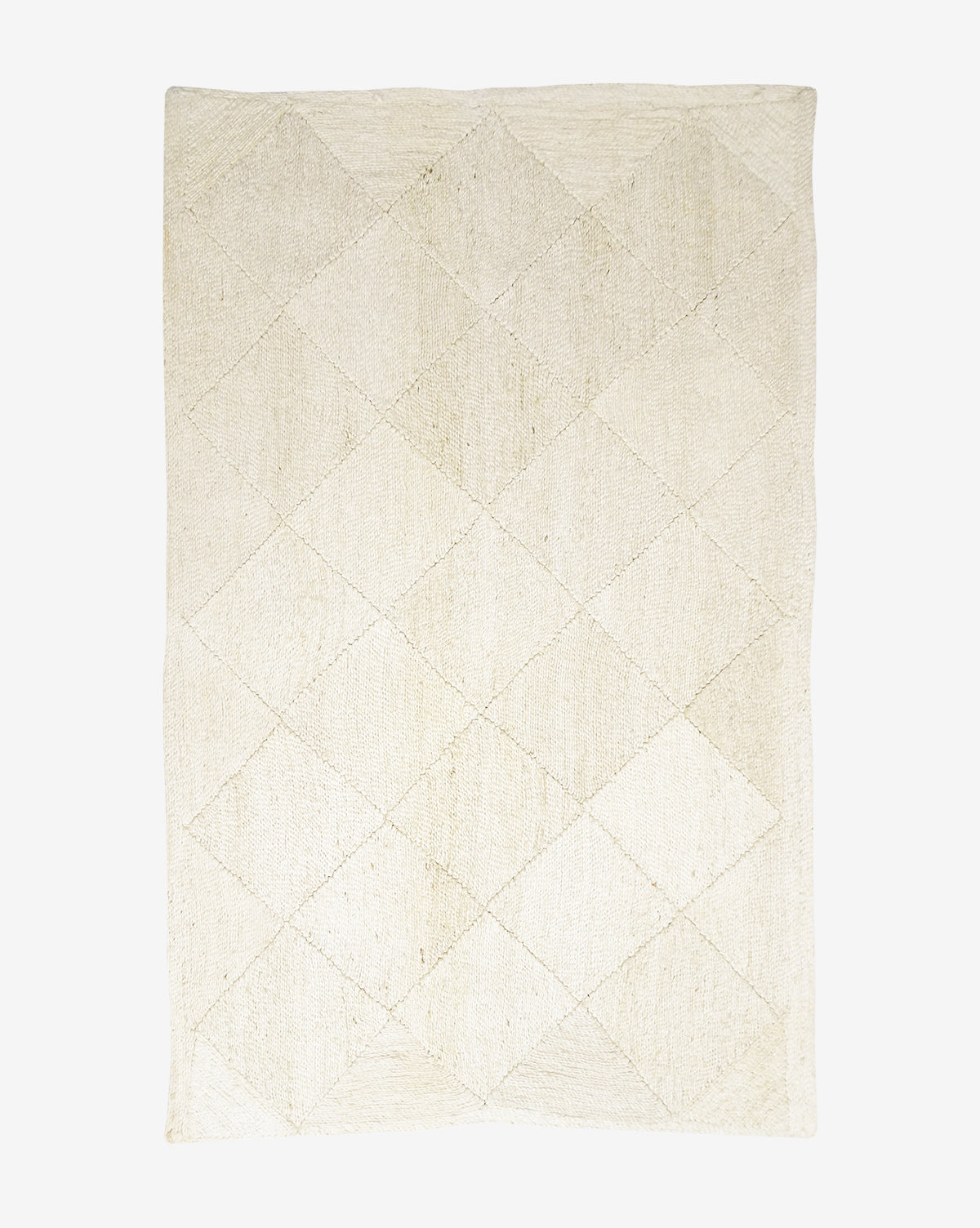 Tapis en jute blanchi tressé en losanges