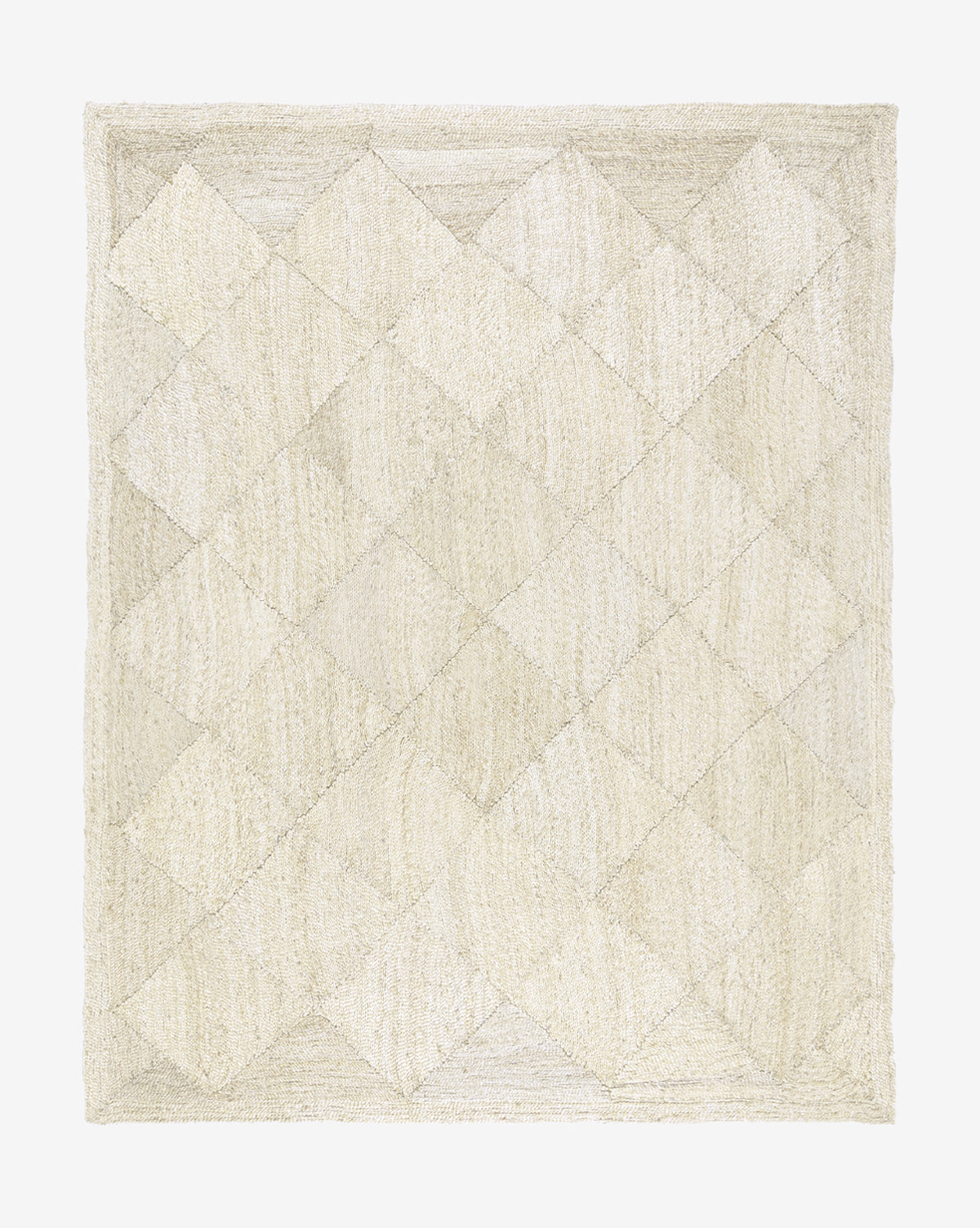 Tapis en jute blanchi tressé en losanges