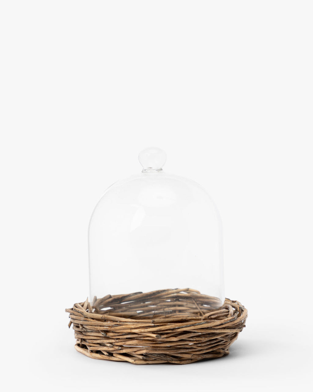 Cloche en verre avec base tissée