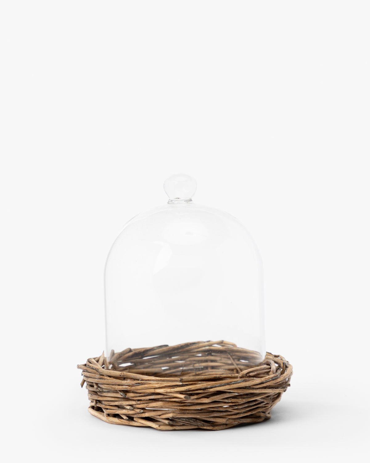 Cloche en verre avec base tissée