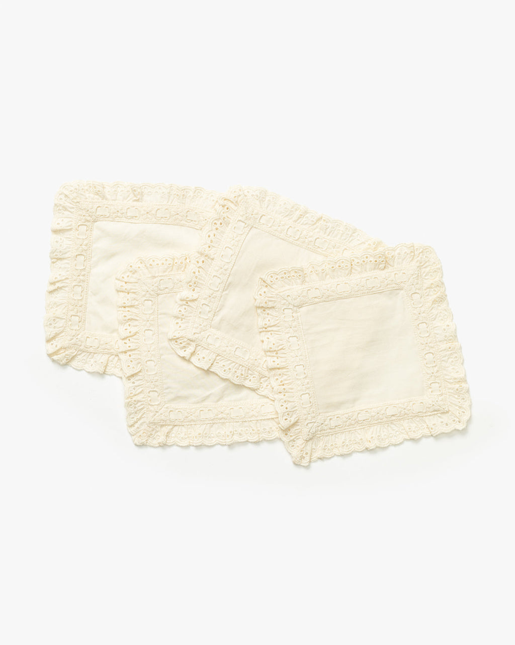 Serviettes à cocktail avec bordure en dentelle (lot de 4)