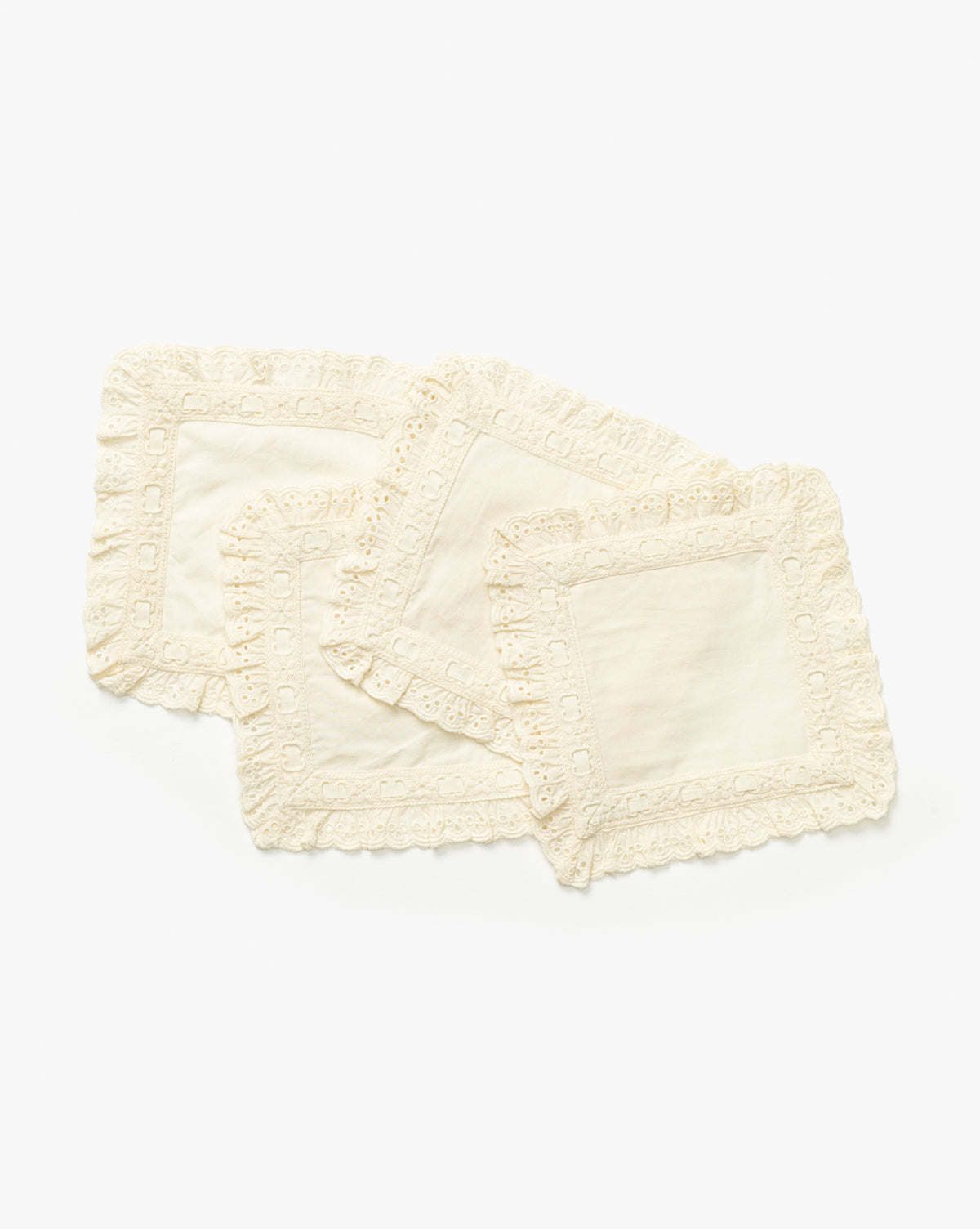 Serviettes à cocktail avec bordure en dentelle (lot de 4)