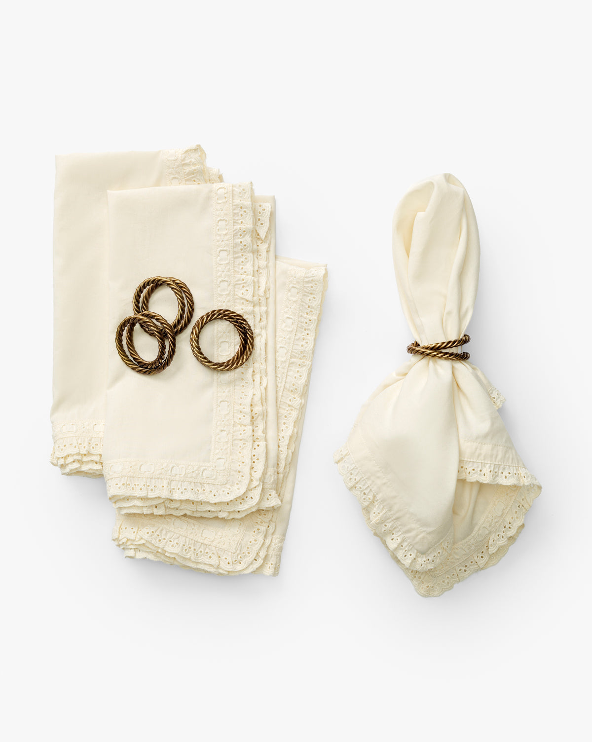 Serviettes à bordure en dentelle (lot de 4)