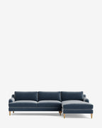 Chaise sectionnelle Lucille English avec accoudoirs enroulables à droite 107