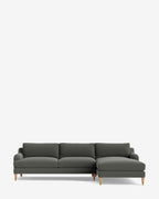 Chaise sectionnelle Lucille English avec accoudoirs enroulables à droite 107