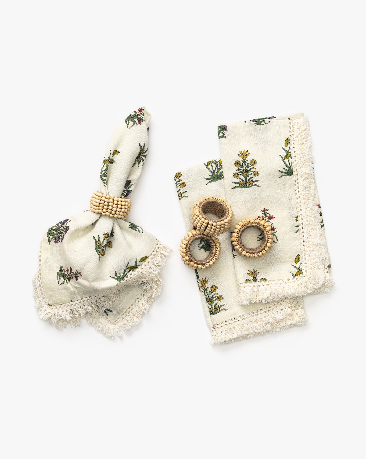 Ronds de serviette en perles de bois de manguier (lot de 4)