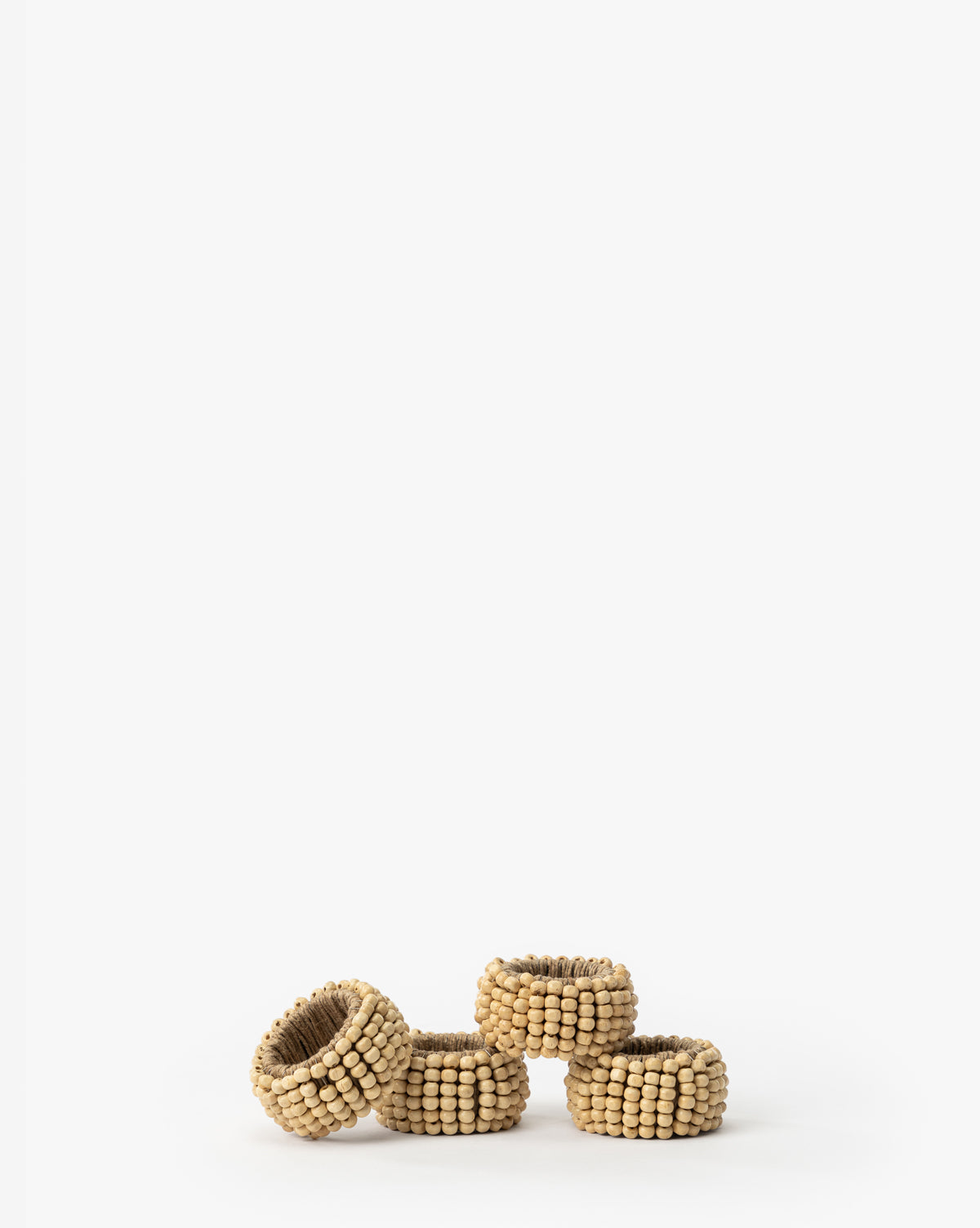 Ronds de serviette en perles de bois de manguier (lot de 4)